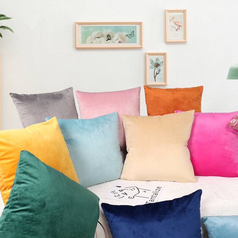 24 cores veludo lance travesseiro caso macio confortável veludo coxim capas para casa sofá cadeira fronhas decorativas