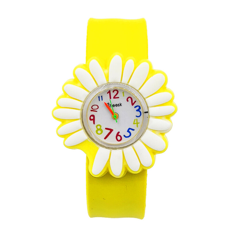 Moda flores de crisantemo reloj juguete de los niños chico relojes bebé Pat bofetada regalo para chico