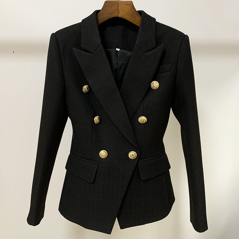 Giacca da giacca di design barocco più recente del 2021 di alta qualità giacca da donna classica in metallo con bottoni leone doppio petto