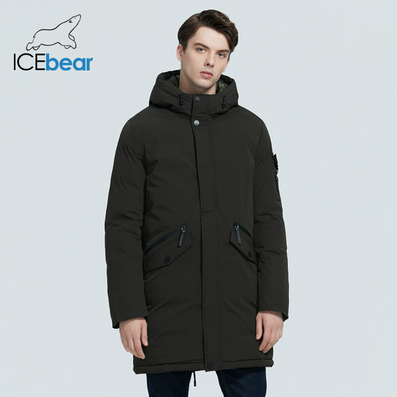 ICEbear 2021 winter  men's clothing  casual hooded jacket new fashion cotton coat brand male brand apparel  MWD20718I