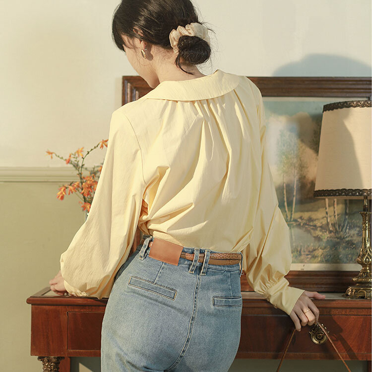 Женская рубашка с длинным рукавом, элегантная шифоновая рубашка в стиле ретро, весна-осень 2021