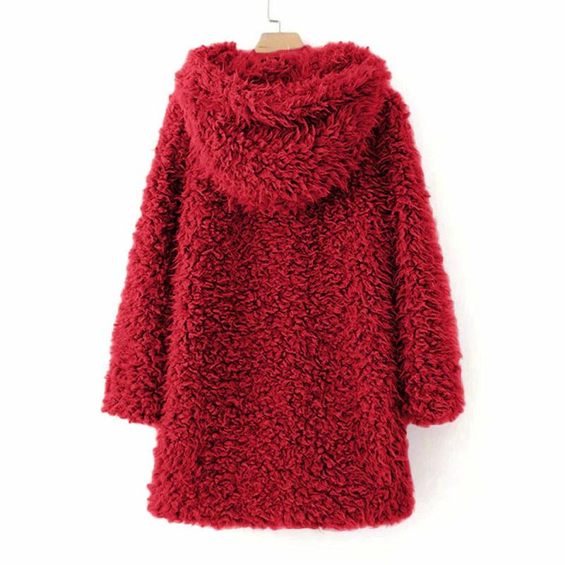 ZOGAA-따뜻한 털 후드 테디 코트 및 재킷 여성용, 긴 소매 외투, 플러스 사이즈, XXXL