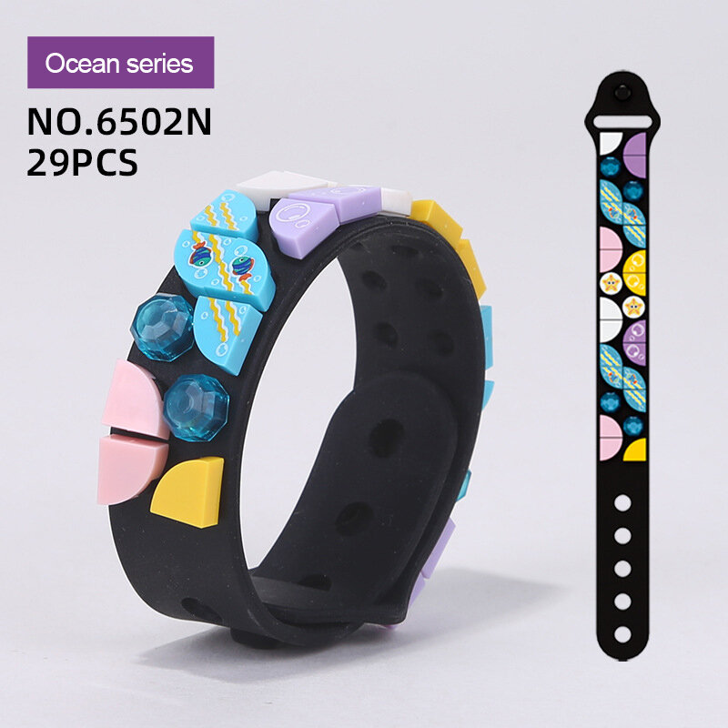 2020 Nieuwe Juguetes Educatief Speelgoed Diy Dot Verstelbare Bouwsteen Dier Kennis Marine Siliconen Cartoon Blokken Armband