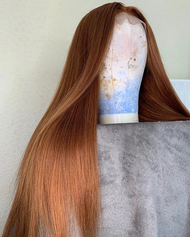 Mel loira 26 Polegada longa seda reta peruca dianteira do laço sintético para as mulheres com cabelo do bebê fibra resistente de alta temperatura cabelo