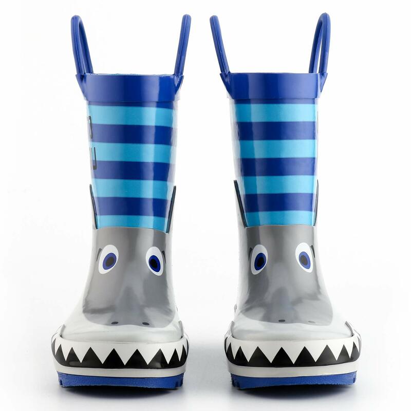 KushyShoo – bottes de pluie en caoutchouc pour enfants, imperméables, imprimé requin, dessin animé 3D, pour garçons