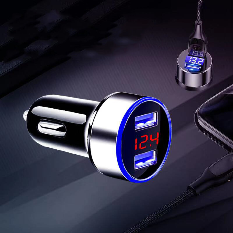 Pengisi Daya Mobil Dual USB QC 3.0 Adaptor Pemantik Rokok LED Voltmeter untuk Semua Jenis Pengisi Daya Ponsel Pintar Pengisi Daya USB Ganda