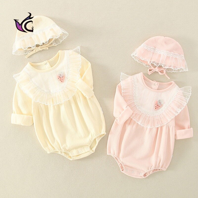 YG-ropa infantil de una pieza con sombreros para bebé, ropa de escalada triangular de algodón, encantadora, Primavera