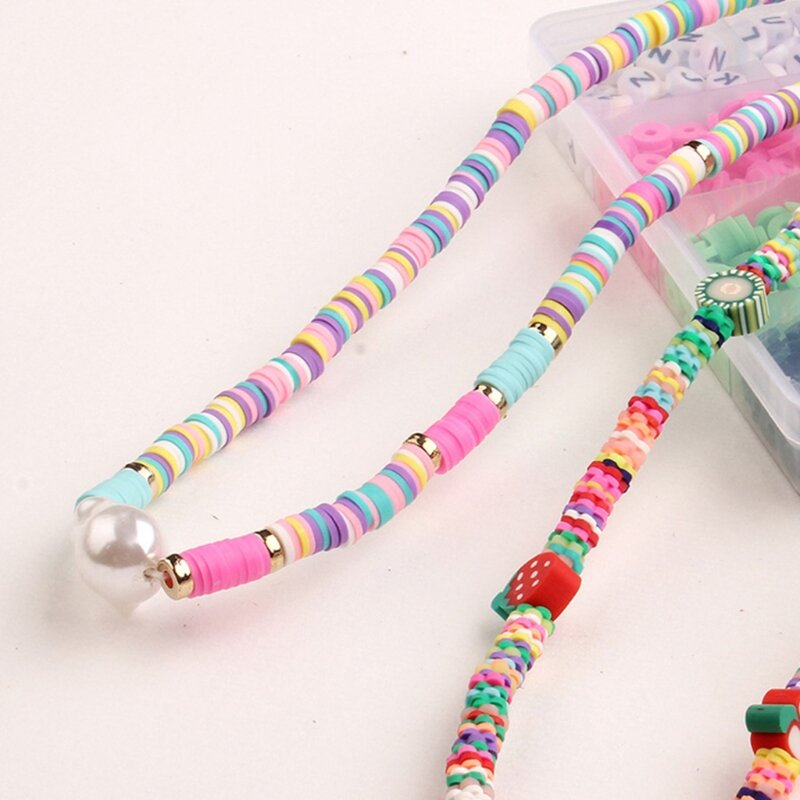 Boîte de perles multicolores en argile polymère, 1 boîte de perles multicolores pour la fabrication de bracelets et de colliers L41B