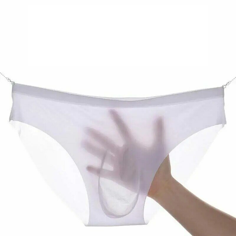 Męska bezszwowa bielizna majtki lodowy jedwab ultra-cienki 3d seksowna bielizna oddychająca Ropa mężczyźni jednoczęściowy bielizna spodnie Gay Sho X7Q6