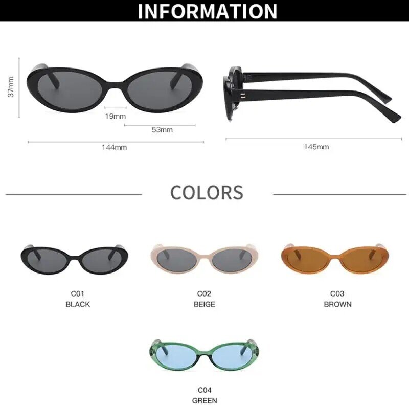 Europe America Trend Oval Sunglasses For Female Women Classic Vintage Small Frame Sun Glasses Ladies Black Driving Eyewear INS