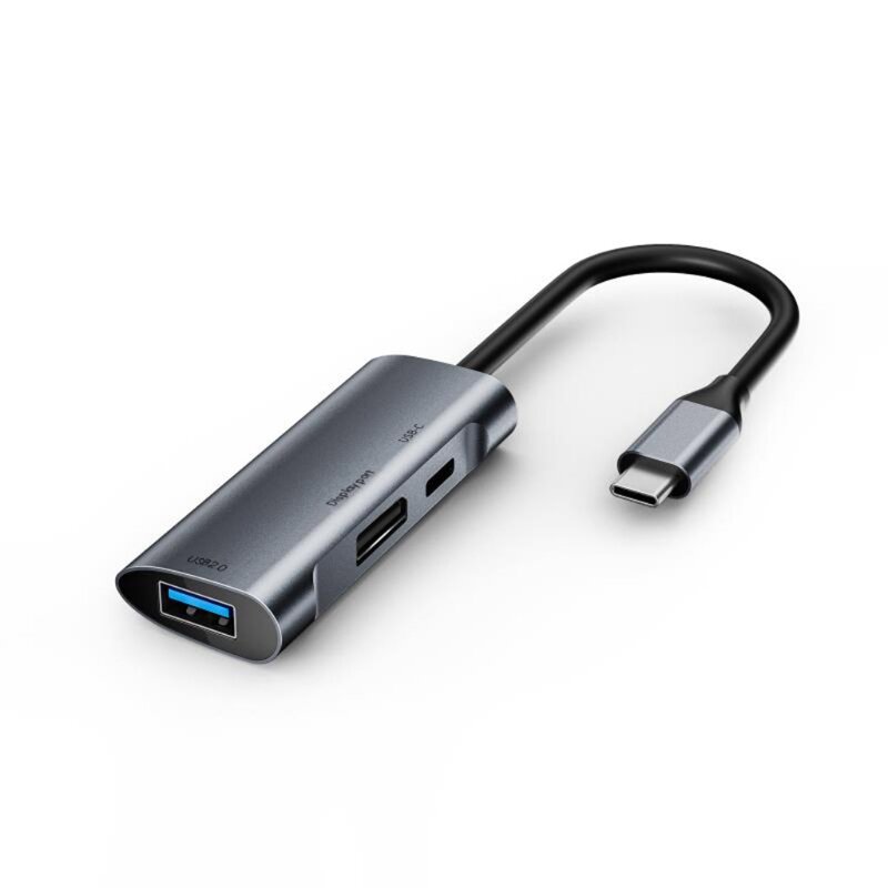 พอร์ตหลายพอร์ต USB2.0 Hub 3 In 1ประเภท C สถานีเชื่อมต่อ4K DisplayPort PD 60W