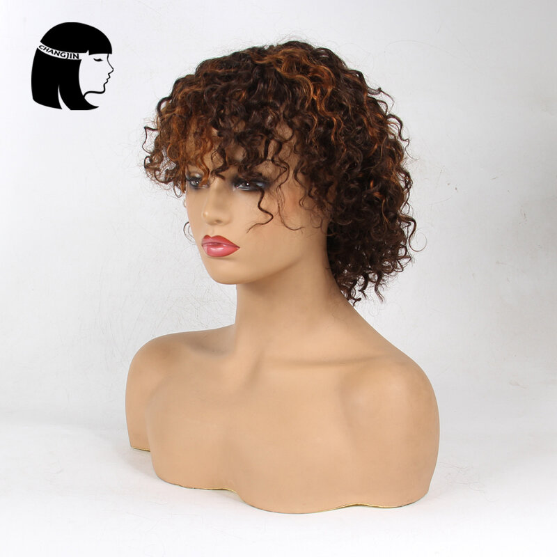 Peruca curvada totalmente artesanal, peruca com luzes coloridas, máquina de remy brasileira, cabelo humano feminina