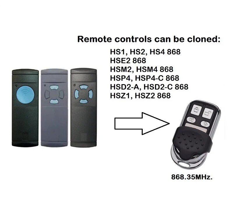 For hs1 hs2 hs4 hse2 Garage Remote Control Clone HSM2 HSM4 HSM4 Garage Door Opener 868 MHz
