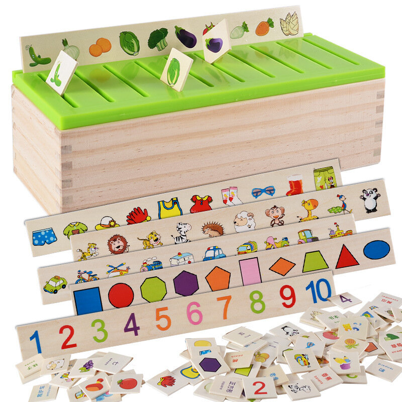 수학 지식 분류 인지 어린이 몬테소리 조기 교육 학습 장난감 나무 상자 어린이를위한 선물
