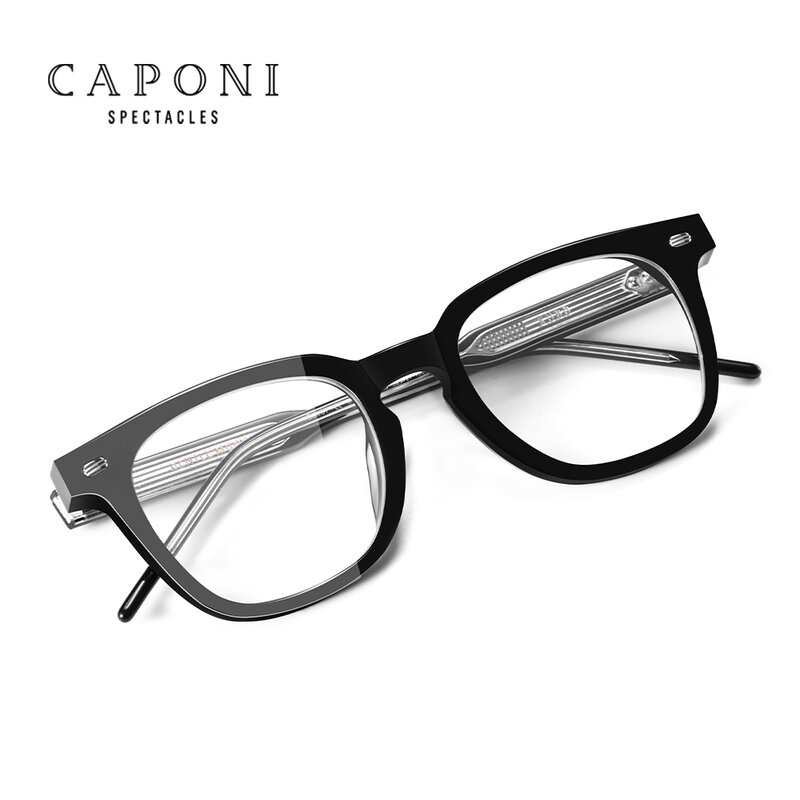 إطار نظارات موضة من CAPONI للسيدات مضاد للون الأزرق نظارات كمبيوتر خفيفة بلونين رمادي يمكن تغييره إلى لون بني نظارات بصرية BF7490