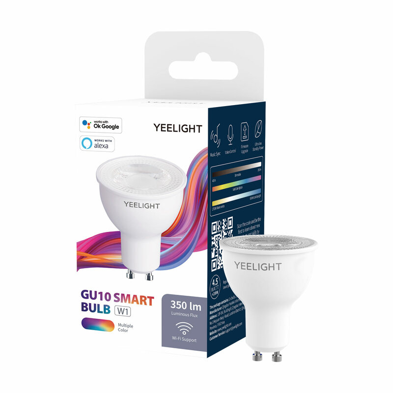Yeelight-lâmpada inteligente led gu10, 350 lúmens, sincronização de música, luz inteligente colorida, aplicativo yeelight, google assistant, alexa