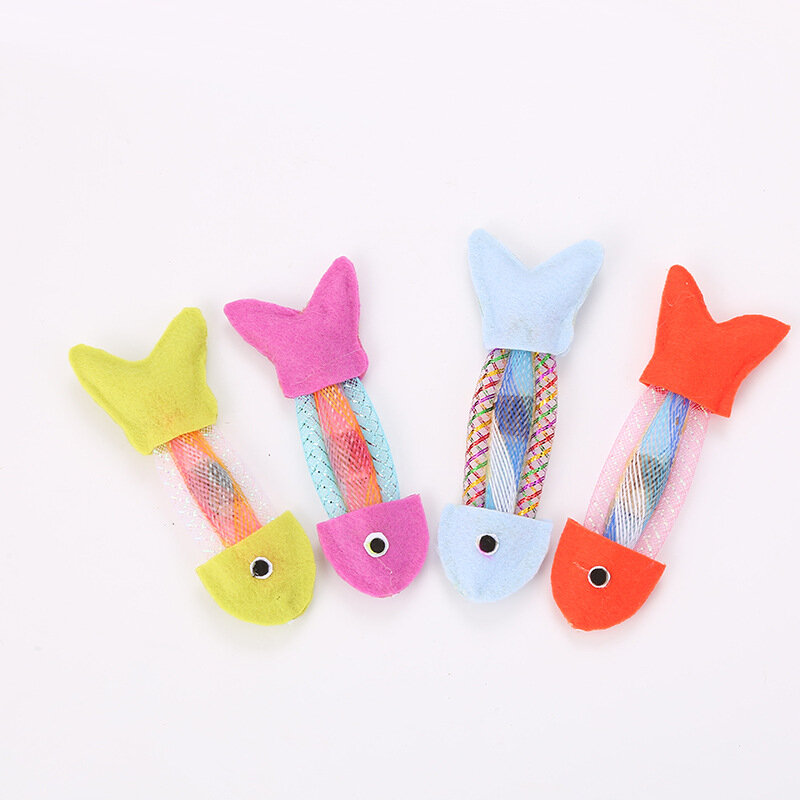 3pcs Fish Shape Interactive Toy Non Woven Japonicum Small Fish Cat Toy Pet Supplies Elasticity Pet Playing Toys Kitty Tube
