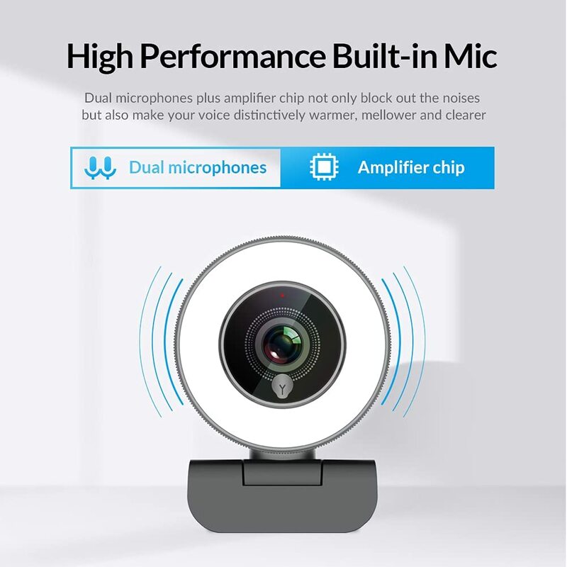 Angetube Streaming 1080P kamera internetowa HD wbudowana regulowana lampa pierścieniowa i mikrofon. Zaawansowana kamera internetowa AF z autofokusem dla Google Meet
