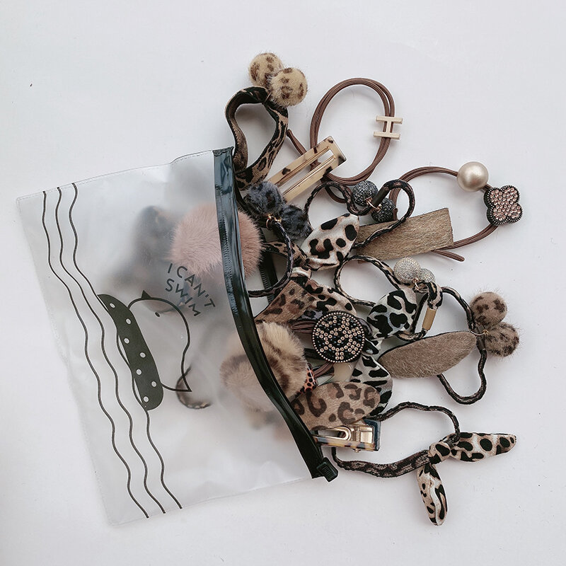 Conjunto de 5 unids/set de cintas elásticas para el pelo con estampado de leopardo, accesorios para el cabello para Yoga, tocado para mujer y Niña