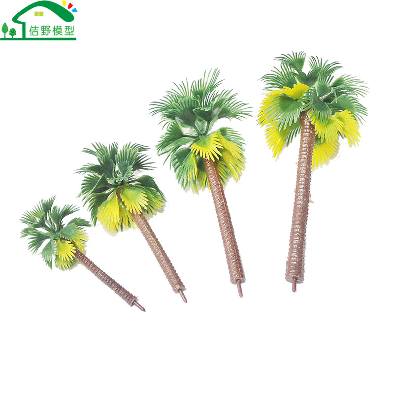 Miniatura palmeira escala de plástico modelo coqueiros trem arquitetônico ferroviário paisagem paisagem materiais 36 peças