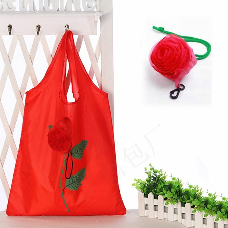 Multi-cor rosa flor reutilizável eco sacos dobrável compras viagem mercearia saco de frutas saco de compras grande capacidade bolsas