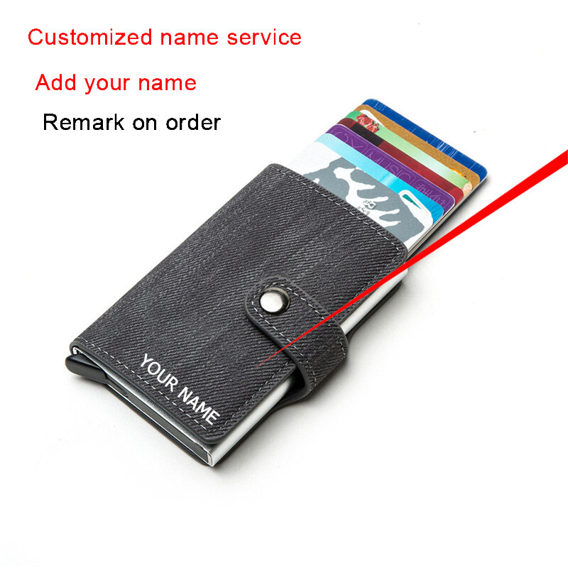 2021 nova carteira masculina de alumínio anti-roubo titular do cartão de crédito rfid carteira de couro de negócios com ferrolho
