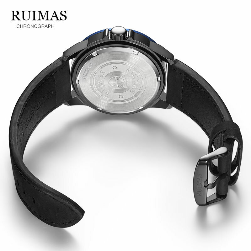 ساعة يد كوارتز للرجال من RUIMAS, ساعة يد كوارتز رجالية بتصميم كاجوال مع سوار من الجلد ، مقاومة للمياه ومزودة بتقويم موديل 2020 بحجم 302 جم