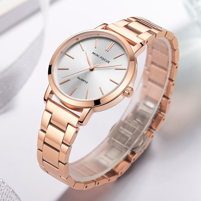 Mini foco elegante relógio para mulher marca superior de luxo casual senhoras relógios à prova dwaterproof água aço inoxidável reloj mujer montre femme