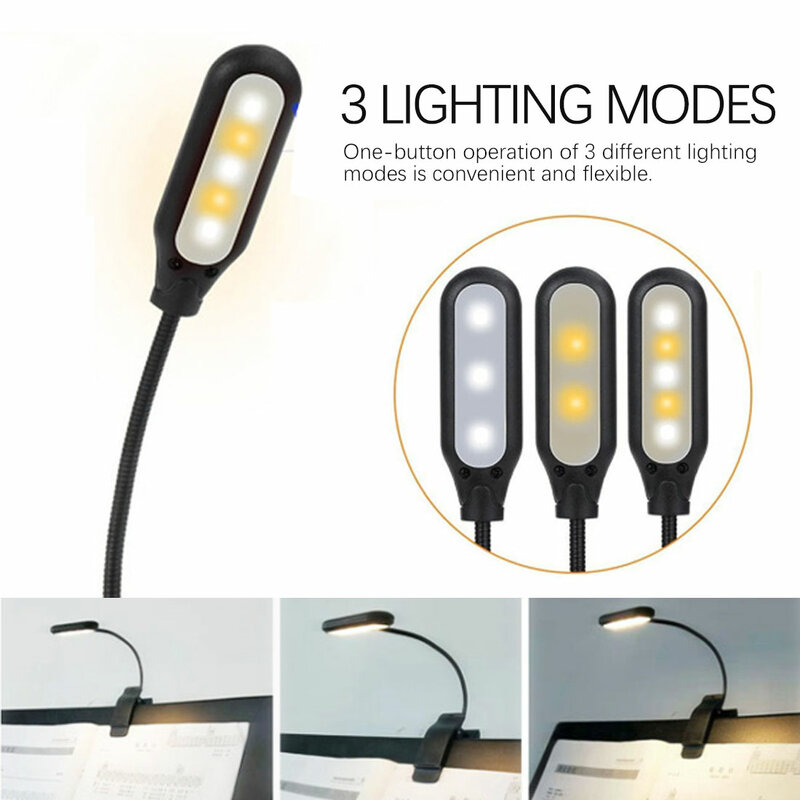 Einstellbare LED Buch Licht Mit Goosenecks Clip 5 LEDs AAA Batterie Betrieben Flexible Nacht Lesen Schreibtisch Lampe Notebook Kühlen Weiß