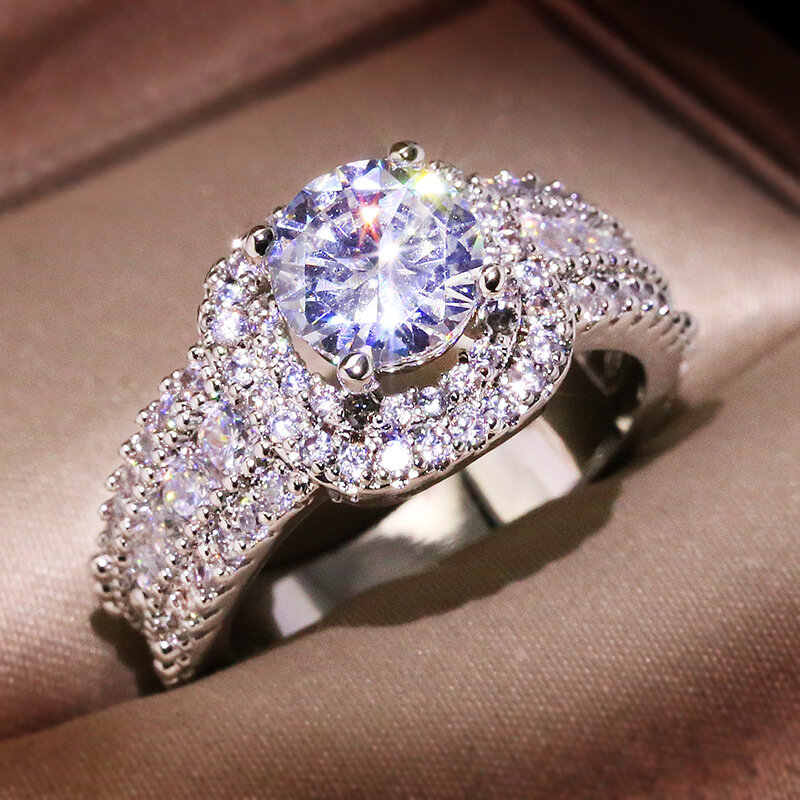 14K White Gold White Diamond 2 Carats Jewelry Ring for Women Fine Anillos De Bizuteria Gemstone Anillos Mujer Bijoux Femme Rings