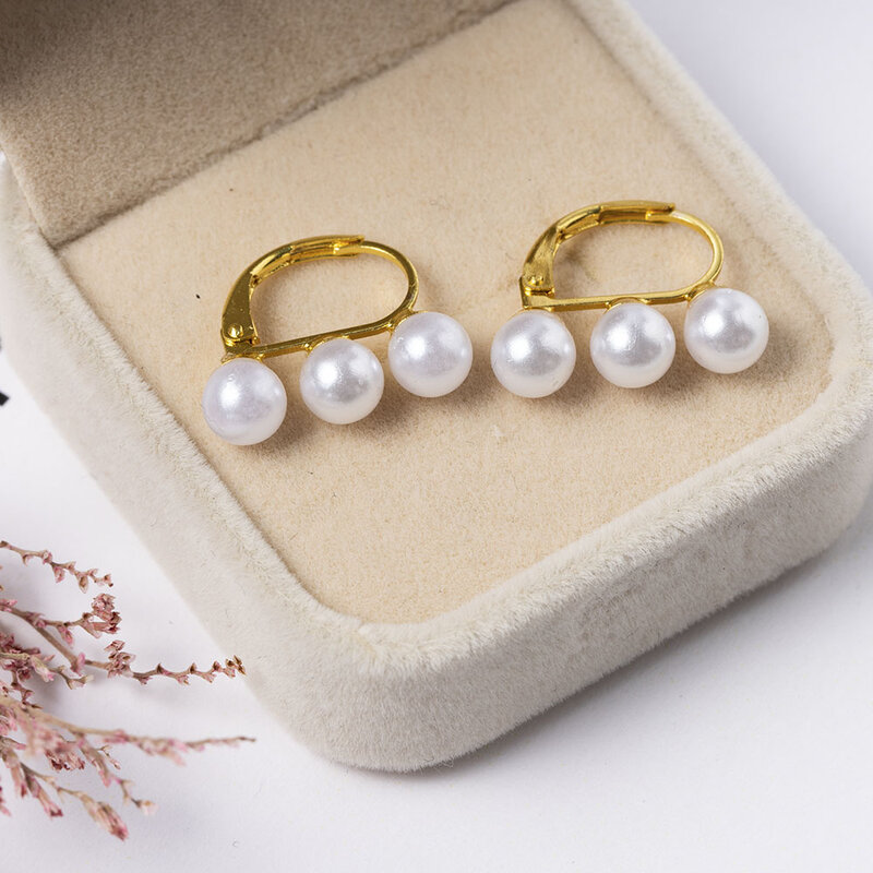 Simple Irregular Plain Gold Color Metal Pearl Hoop Earrings Fashion Big Circle Hoops Statement Earrings for Women Party Jewelry