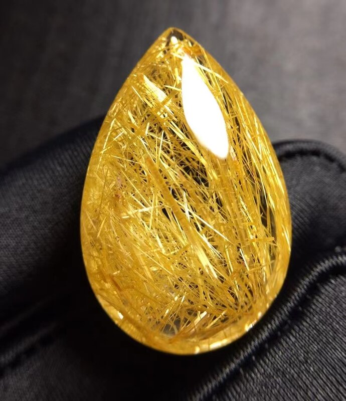 Colgante de oro Natural de Cuarzo rutilado para hombre y mujer, joya de 32x22x12,8mm con forma de gota de agua, cristal de piedra rica, joyería rutilada de Brasil AAAAAAA