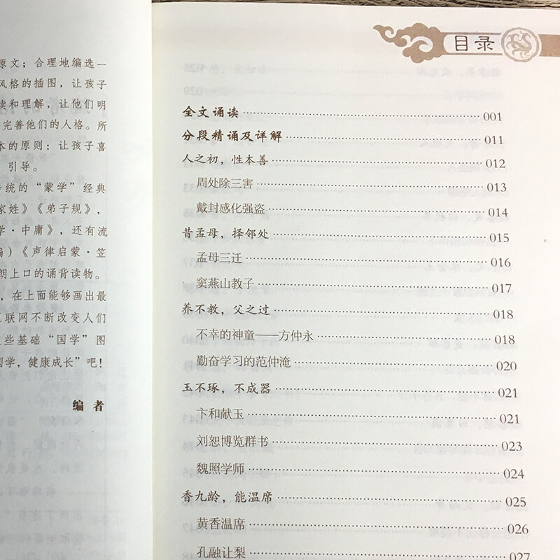 Lettore di apprendimento cinese edizione a tre caratteri Pinyin Edition lezione per bambini studio estero illuminazione libro classico