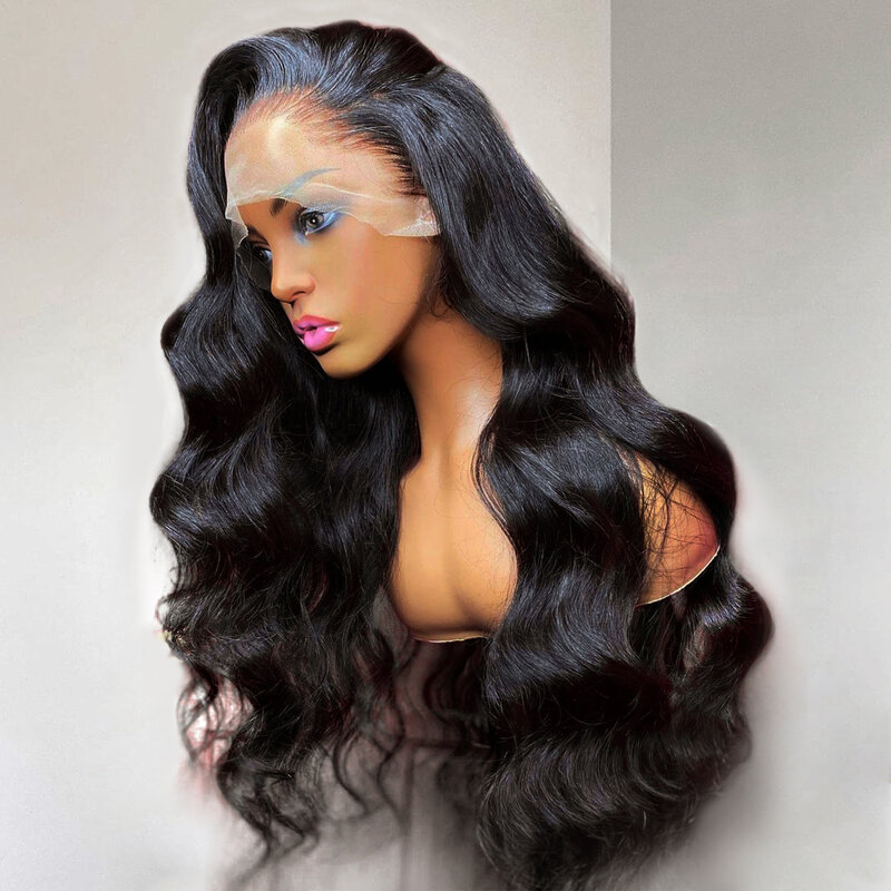 Perruque Lace Frontal Wig 100% naturelle brésilienne – Body Wave, cheveux noirs naturels, 13x4, pre-plucked, Hd, pour femmes