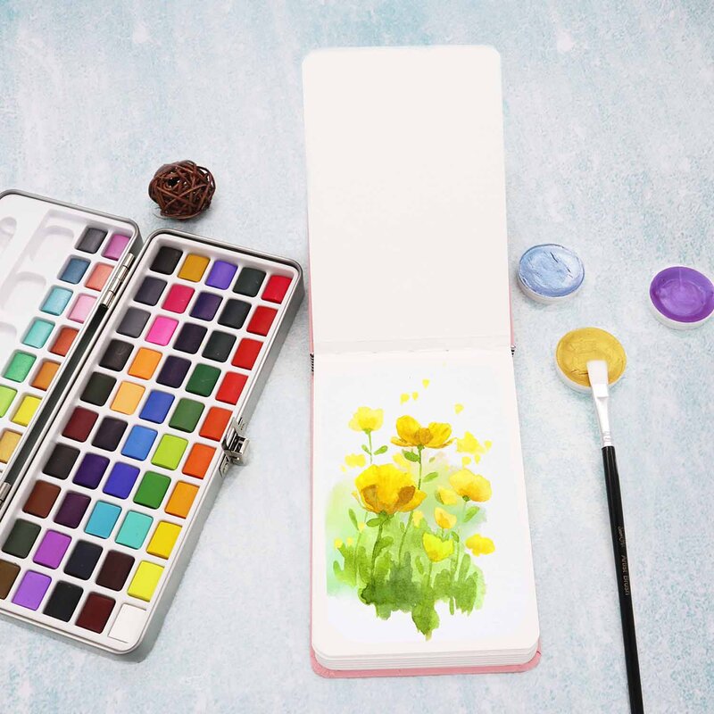 Seamiart-conjunto de pintura de aquarela sólida básica de 50, 72/90 cores, pigmentos de aquarela glitter básico para desenho, arte, materiais de pintura