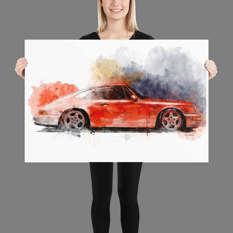 Affiche sur toile Vintage de voiture de course, peinture sur toile, décor mural de maison, image d'art pour salon, 964 Carrera RS coupé