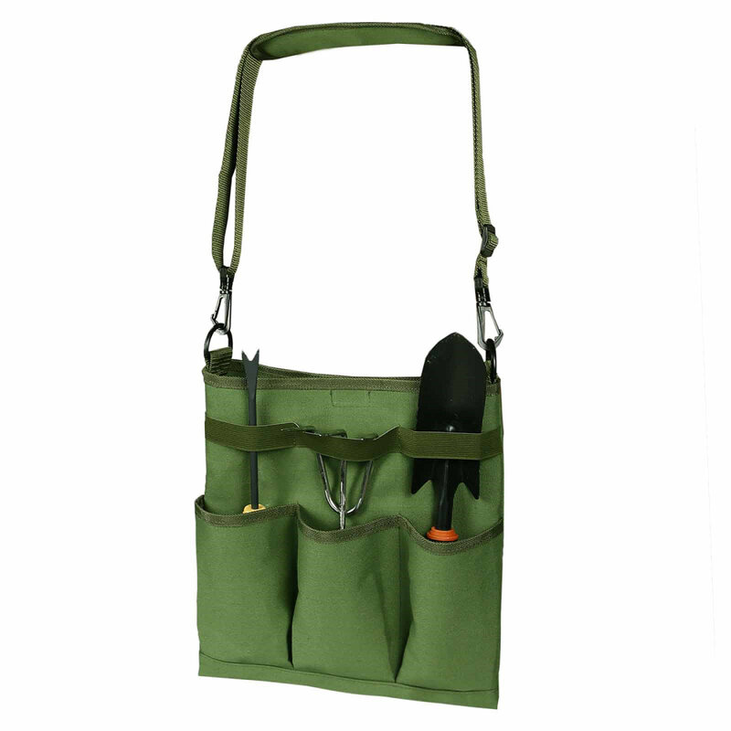 Диагональная Холщовая Сумка на одно плечо, садовый комплект сумок на плечо для обрезки, прочный садовый набор инструментов зеленого и серог...