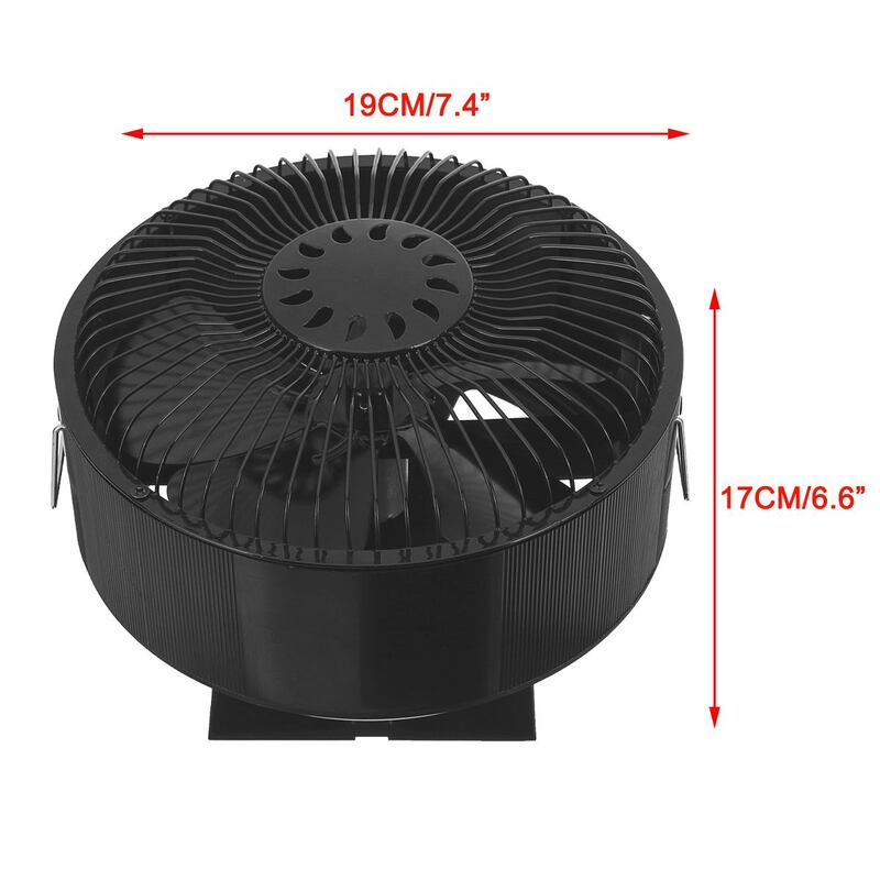 Ventilador negro de 5 aspas para estufa, sistema de ventilado para quemador de madera, silencioso, con distribución eficiente del calor, para el hogar