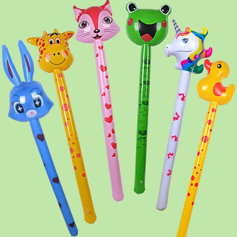 Tête d'animal gonflable, 1 pièce, bâton Long de dessin animé, cadeau de maternelle, jouet pour enfants