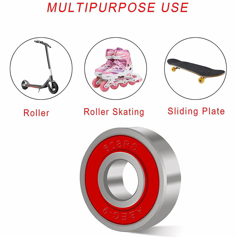 10PCS/Set Miniature Ball Bearings Double Rubber Sealed Deep Groove 608 RS Bearing ABEC-9 Bearings For Skateboards Scooters