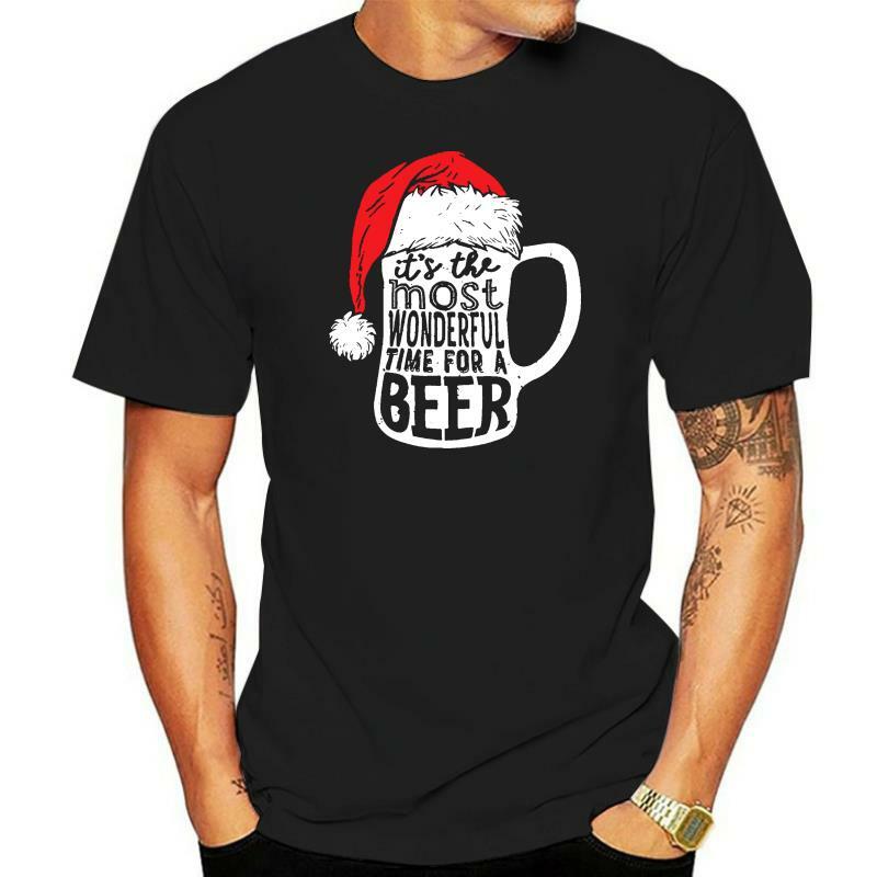 عيد الميلاد هو وقت رائع Beer تي شيرت تي شيرت تصميم الفكاهة رسائل الربيع الخريف هدية أكثر من حجم S-5XL Kawaii قميص