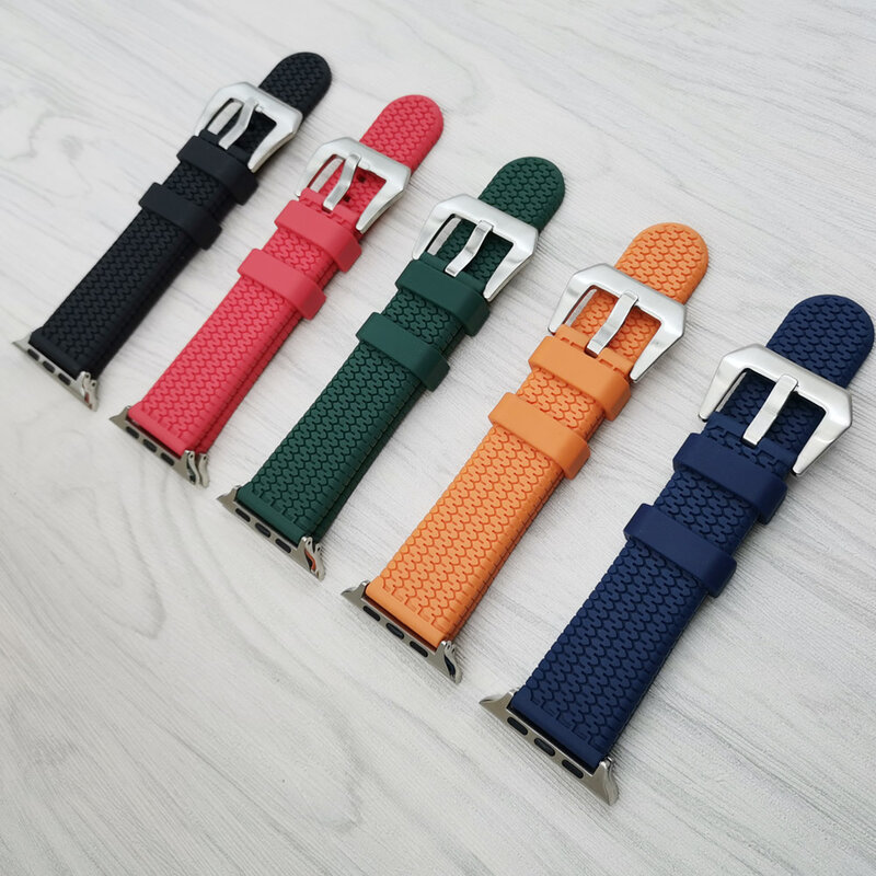 Rubber Strap for Apple Watch 42mm 38mm 44mm 40mm 45mm 41mm Strap Bands for iWatch Bracelet Series 7/6/SE/5/4/3,Blue,Green,Black