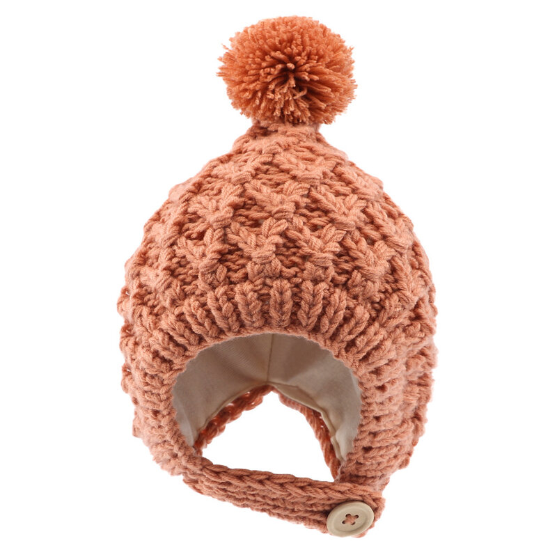 Зимние теплые плотные вязаные шапки для детей, милая однотонная Мягкая вязаная шерстяная шапка для новорожденных, шапка для детей, подарок ...
