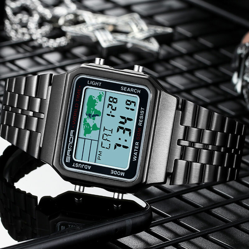 砂-男性用デジタル時計,高級腕時計,耐水性,電子時計