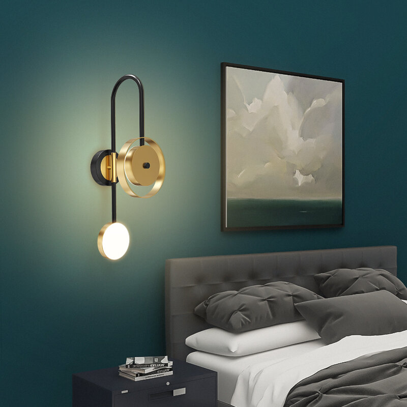 Applique murale LED nordique minimaliste, noir, blanc, or, éclairage  décoratif, pour chambre à coucher, salon, couloir, accessoires d'intérieur