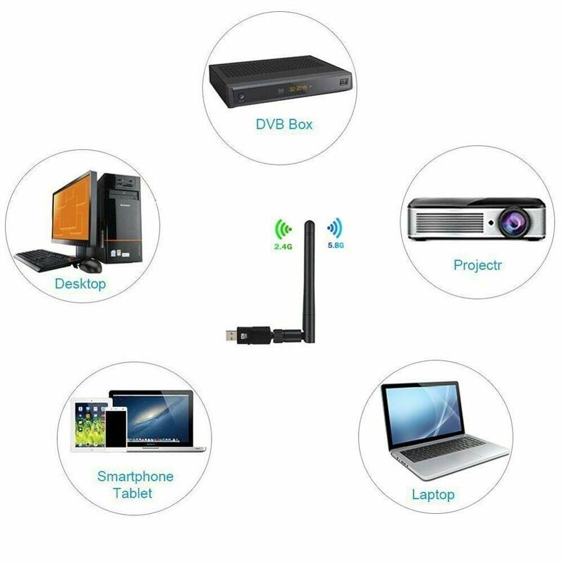 Adaptateur Wifi USB sans fil 1200Mbps, Dongle double bande 2.4 GHz/5GHz, adaptateur de carte réseau USB3.0 avec antenne 802.11AC pour Windows/Mac