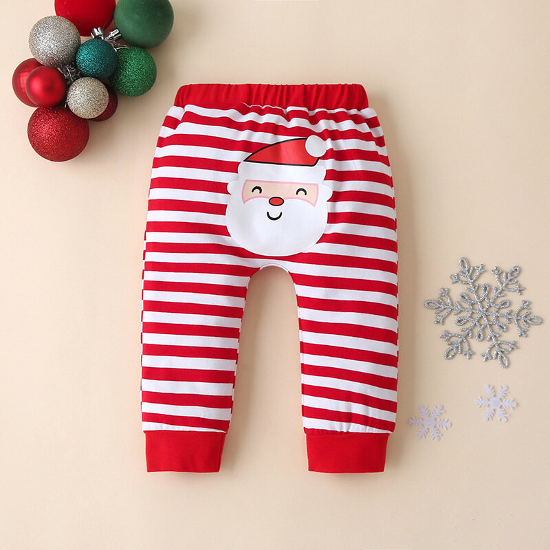 3 шт., комплект одежды для новорожденных девочек, Рождественский комбинезон + шапка + брюки