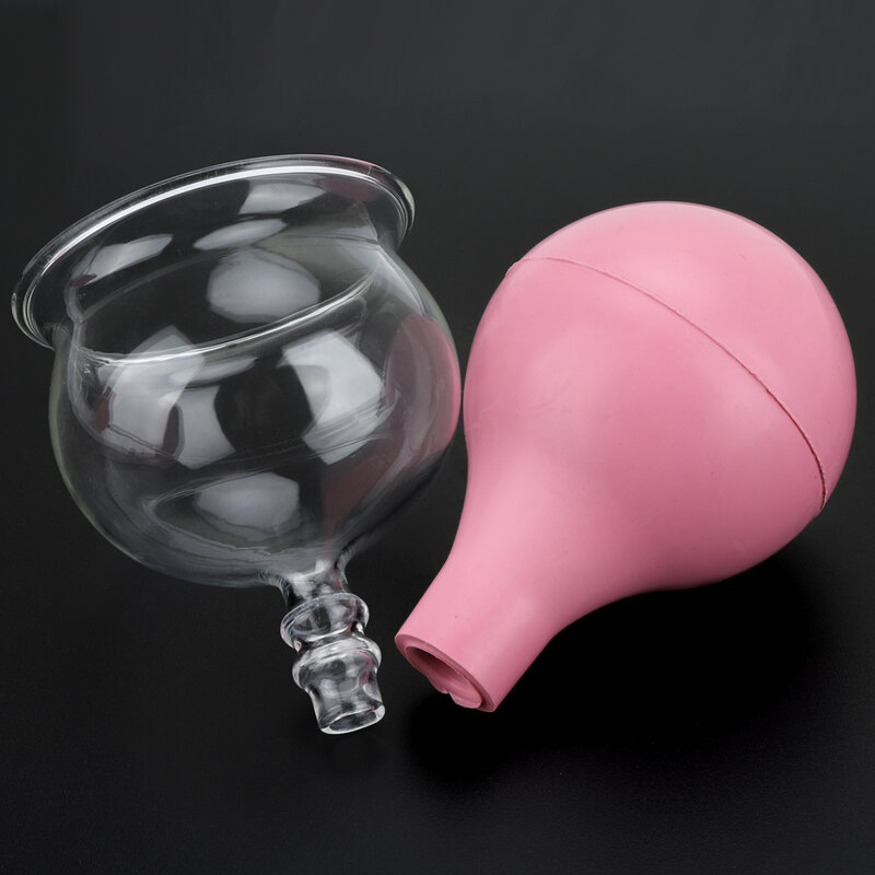 Rubber Head Glass Vacuum Cupping Cups Family Medical Vacuum Cans Suction Therapy Device Back Body Massage Health Care Tools