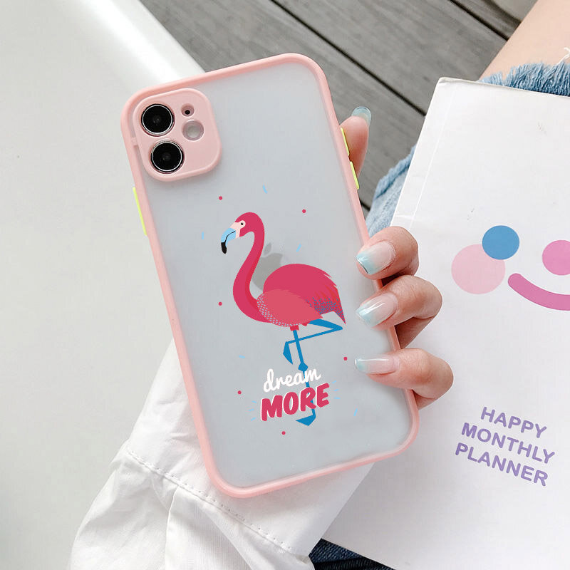 Casing Ponsel untuk Xiaomi Mi 11 10T 9 Note 10 Ultra A3 Lite POCO M2 X3 F2 9T 8 CC9e Pro Pink Flamingo Matte Sampul Merah Muda Transparan