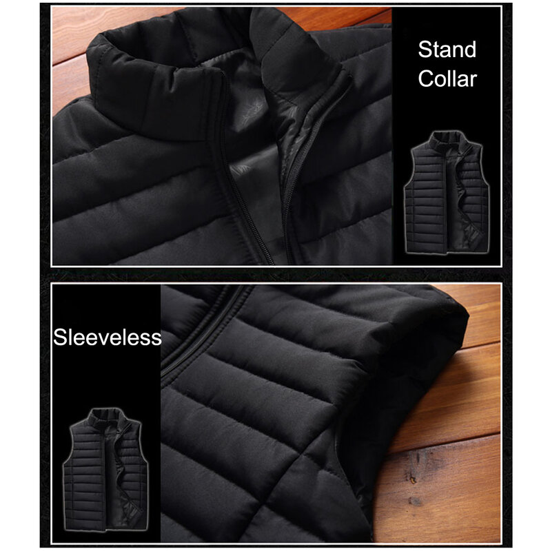 Chaleco acolchado de algodón para hombre, chaqueta gruesa sin mangas, cálida, para Otoño e Invierno